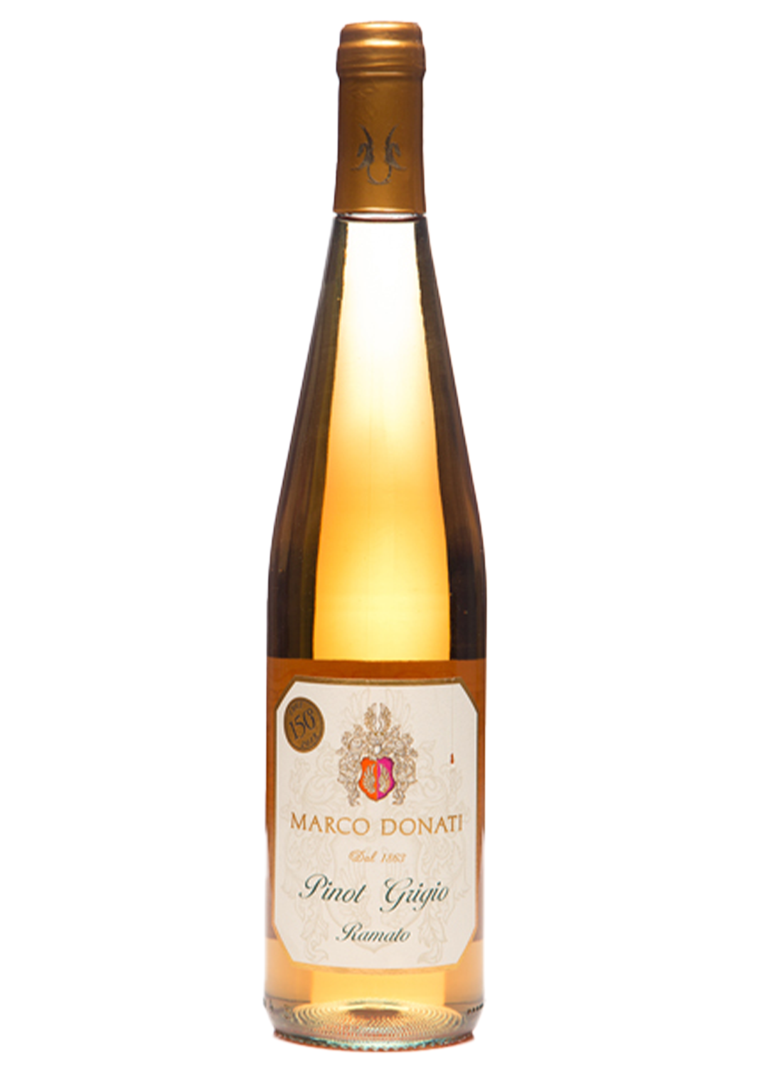 bottiglia di vino bianco in vetro pinot grigio marco donati