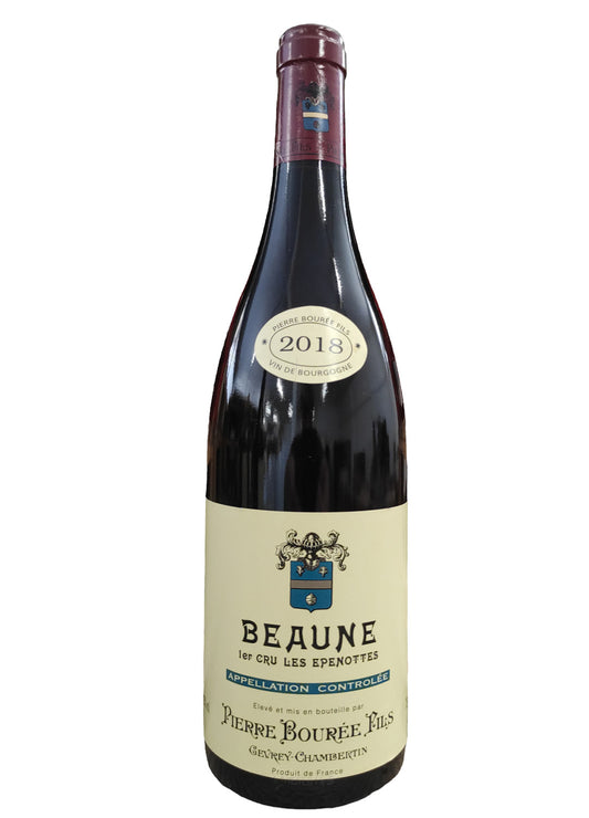 bottiglia in vetro di vino rosso Beaune 1Er Cru Les Epenottes Rouge cantina pierre bouree