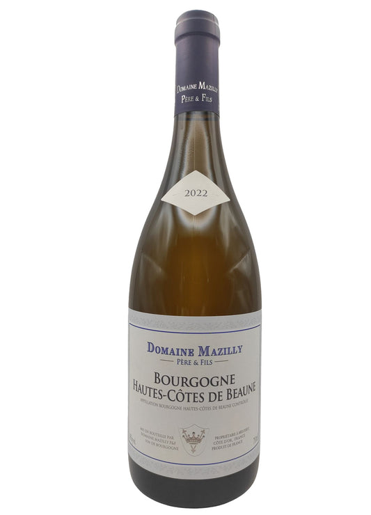 bottiglia di vino in vetro Bourgogne Hautes Cotes De Beaune Blanc cantina domain mazilly