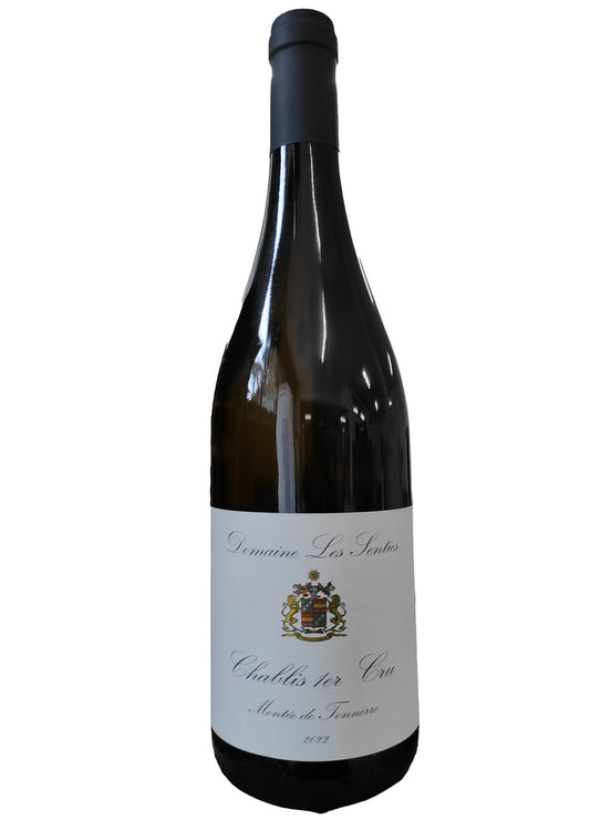 Bottiglia in vetro di vino bianco Chablis 1ErCru Monte De Tonnere cantina Mauperthuis