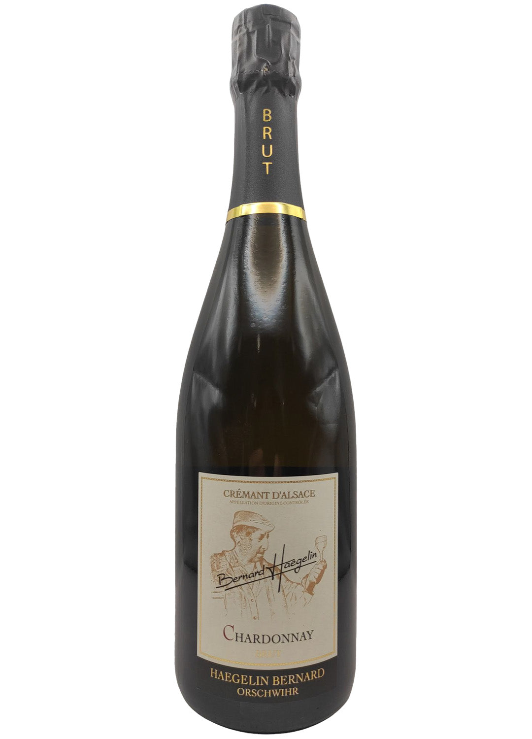 Bottiglia Crémant d'Alsace Blanc de Blancs Brut AOC Haegelin Bernard — bollicine Chardonnay 100% biodinamico Orschwihr Alsazia