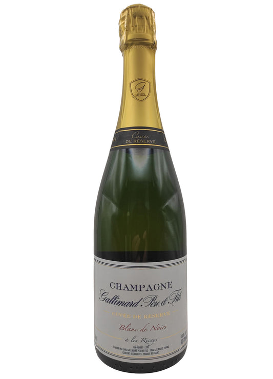 Bottiglia di champagne in vetro Cuvee De Reserve Blanc De Noirs Brut cantina Gallimard