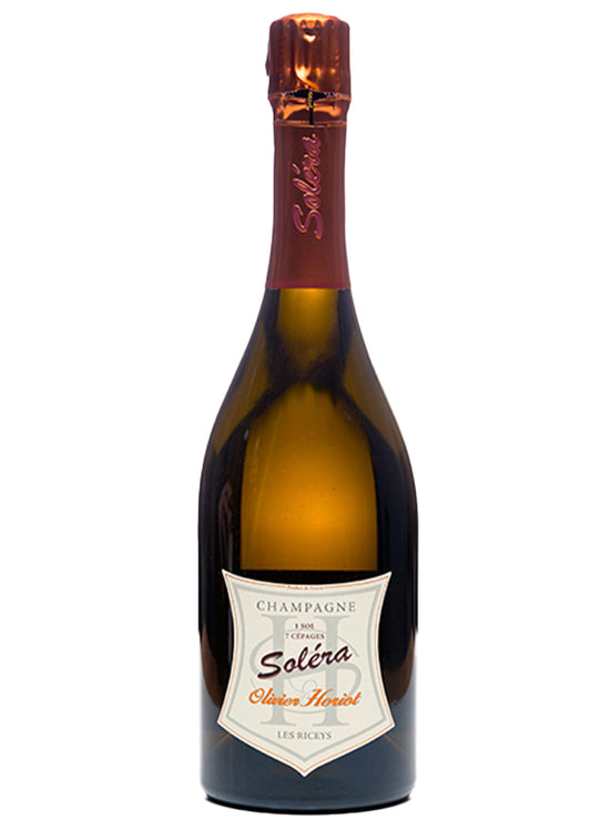 Bottiglia in vetro di champagne Cuvee_Solera Brut Pas Dose_Bio cantina Olivier Horiot
