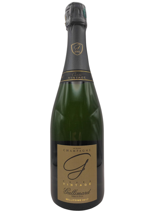 Bottiglia di champagne in vetro Extra Brut Premier Cru Millesime 2017 cantina Gallimard