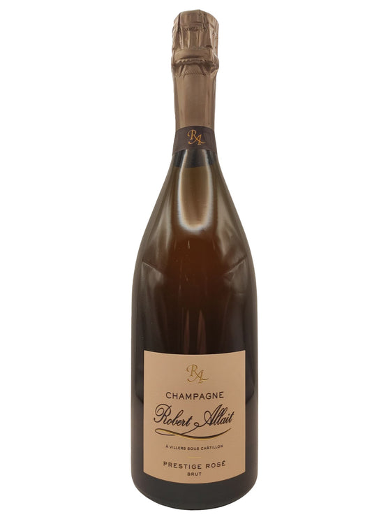 Bottiglia in vetro di champagne Prestige Rose Brut cantina robert allait