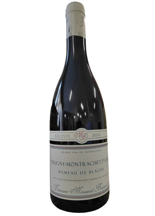 Bottiglia in vetro di vino bianco Puligny Montrachet 1Er Cru Hameau De Blagny cantina Moissenet Bonnard