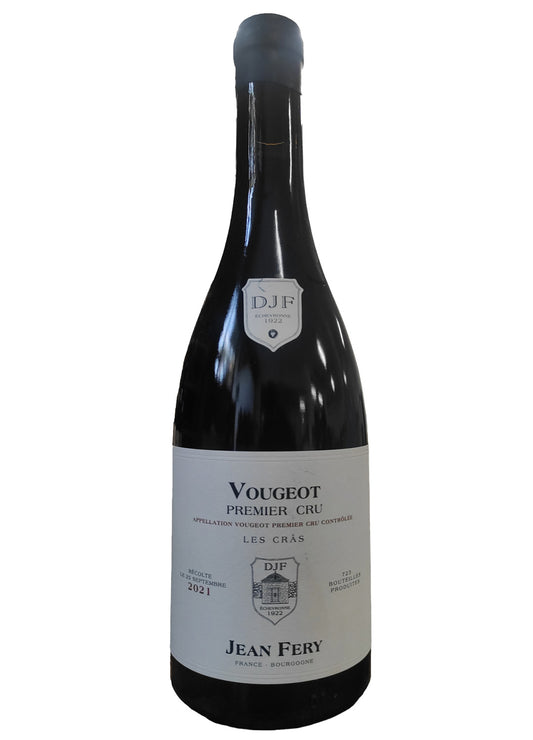 bottiglia in vetro di vino rosso Vougeot 1Er Cru LesCras cantina Jean Fery