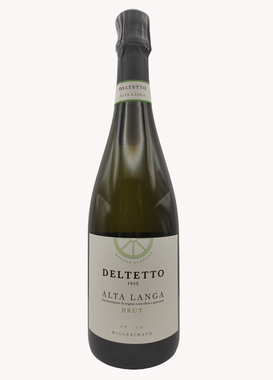 Bottiglia Alta Langa Brut Millesimato PN-CH DOCG Deltetto, Pinot Nero e Chardonnay, Piemonte
