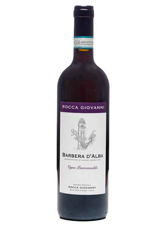 Bottiglia Barbera d'Alba Vigna Pianromualdo DOC Rocca Giovanni — 
vino rosso Barbera Monforte d'Alba Langhe Piemonte