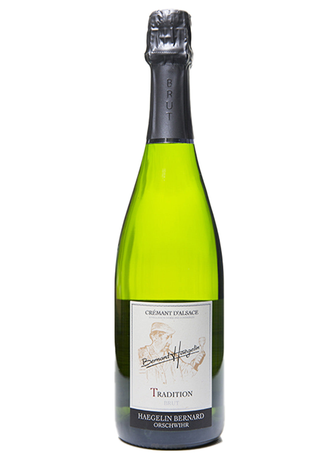 Bottiglia Crémant d'Alsace Brut Tradition AOC Haegelin Bernard — bollicine Pinot Noir Auxerrois Chardonnay biodinamico Orschwihr Alsazia